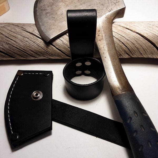 Leather cover and carrier for a Estwing hatchet