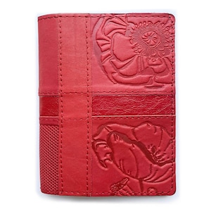 Genuine leather document passport cover case holder natural leather case