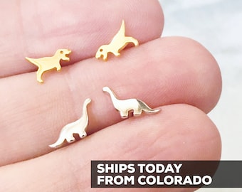 dinosaur gold earrings