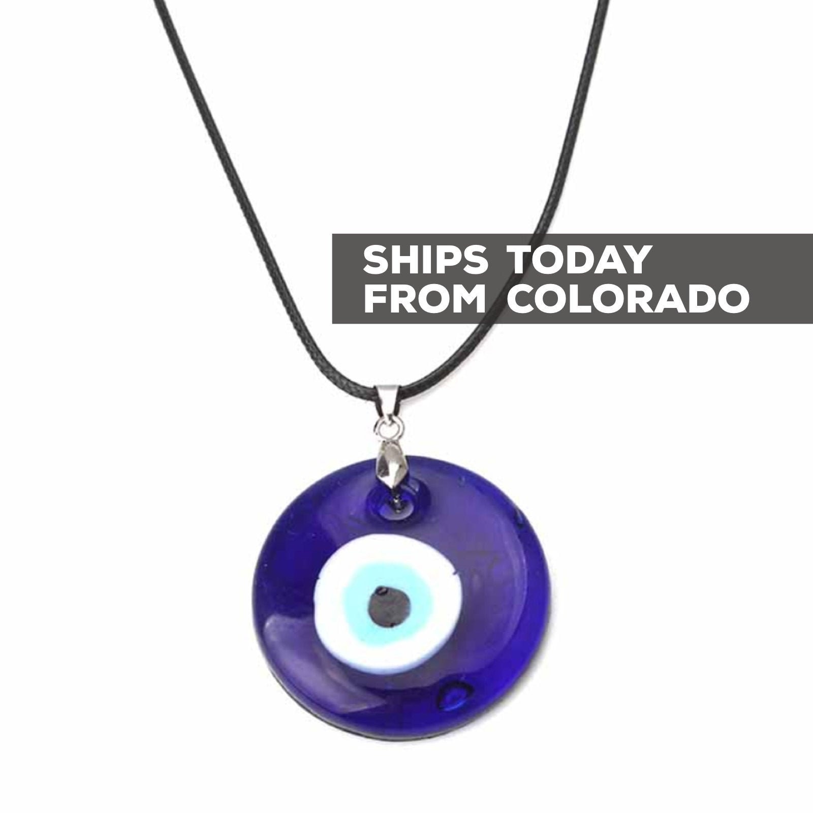 Evil Eye Necklace Large Pendant Blue Turkish Glass Evil Eye Beaded Ne…