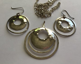 Silpada Sterling Silber Offener Kreis Anhänger Ohrringe Set