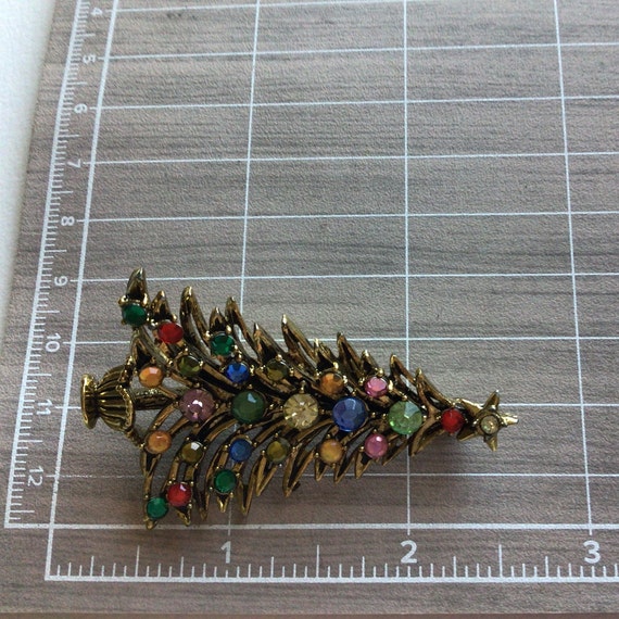 Hollycraft Christmas tree Vintage Brooch.Gorgeous… - image 7