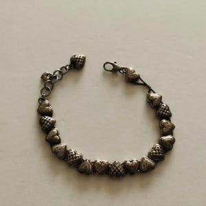Vintage Brighton Enchanted Hearts Bracelet Slide Charm Silver Plated.Size 8” adjustable