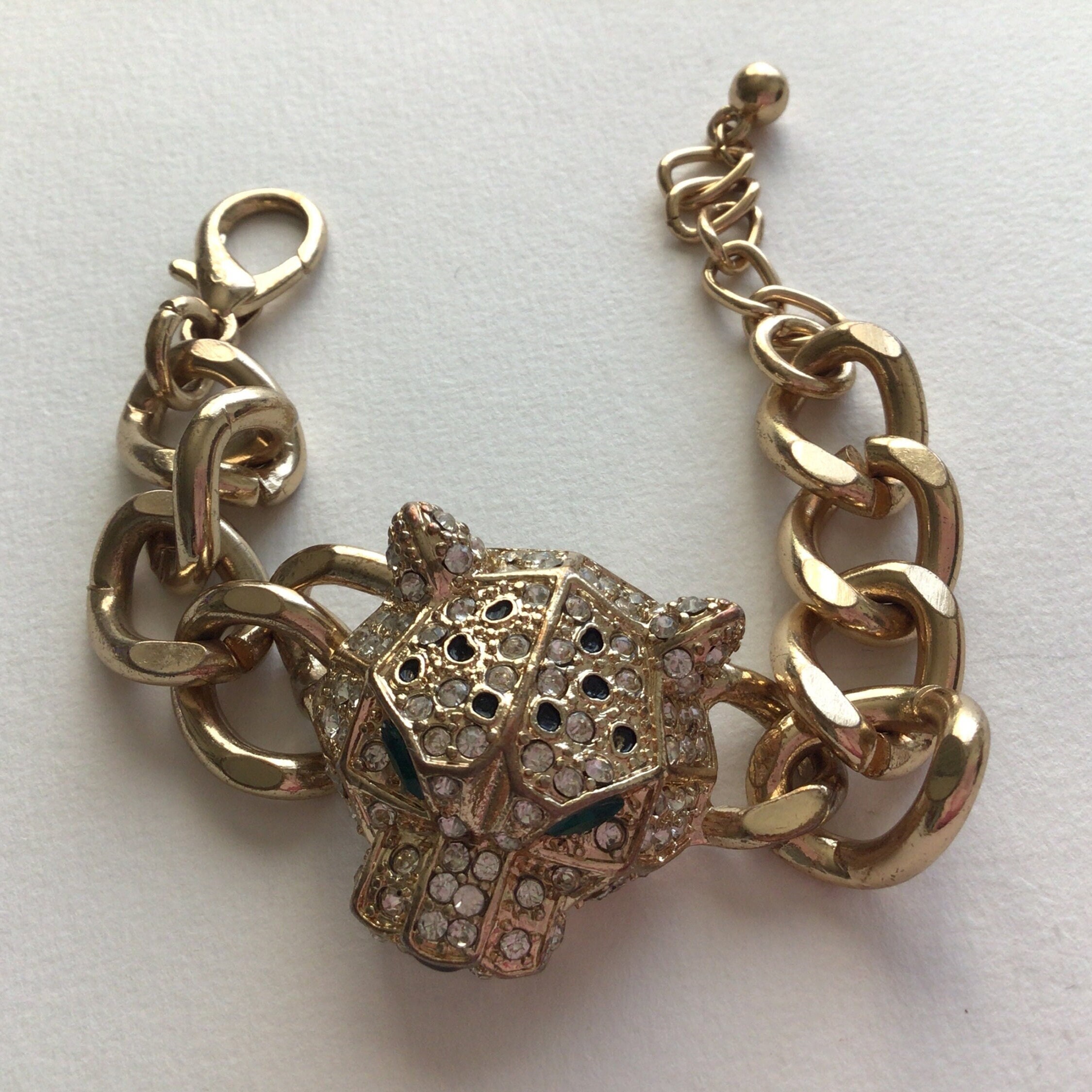 Sofia by Sofia Vergara Gold tone Leopard Tiger Panther Cat Head