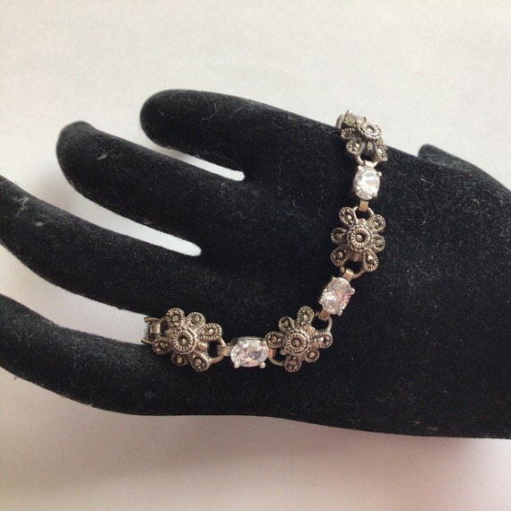 Marcasite and Bezel Set Gemstones Slide Charm Bra… - image 3