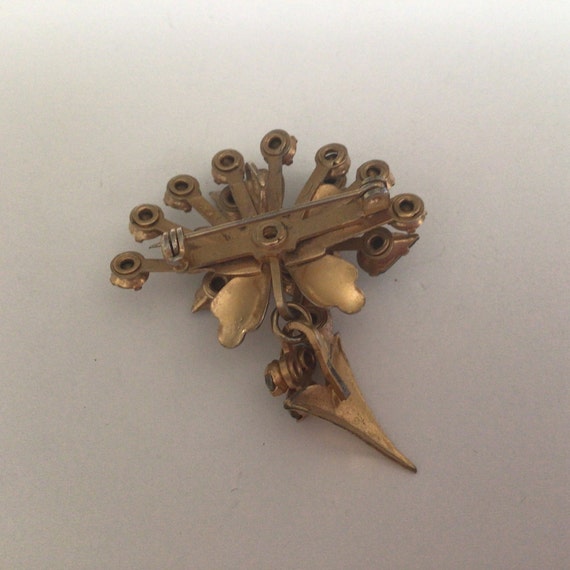 Coro Vintage Brooch/Pendant.Gold tone. Clear and … - image 4