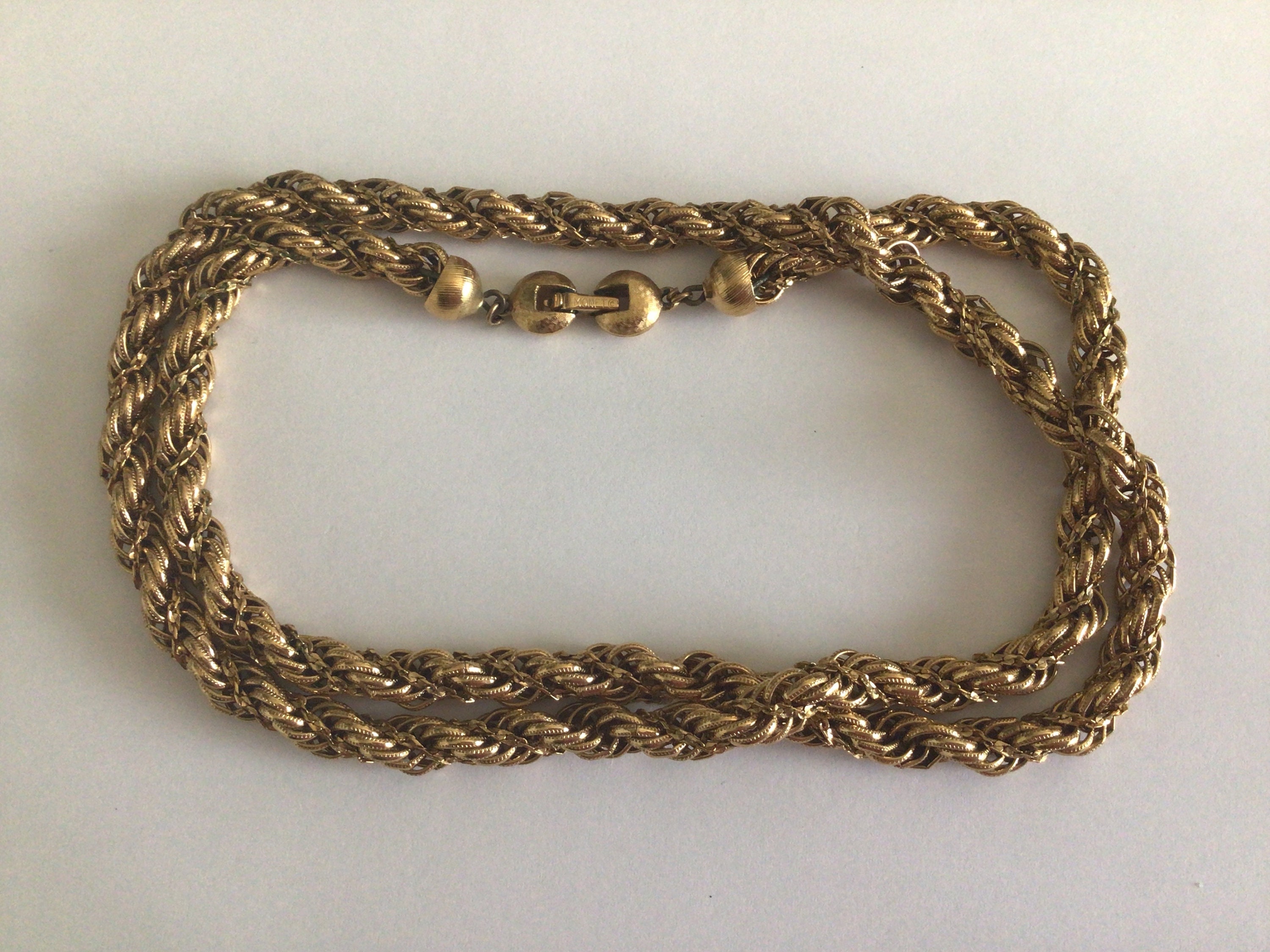 Contemporary Vintage 70s Gold Tone Metal and White Enamel