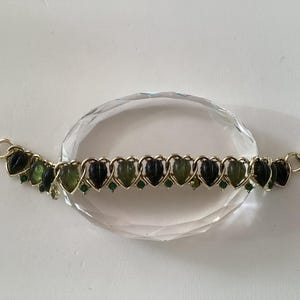 Lisner Thermoset Molded  Leaf Leaves Rhinestone Link Bracelet.
