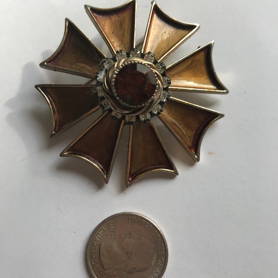 HAR Maltese Cross.Vintage Brooch.Bronze tone.Rhin… - image 2