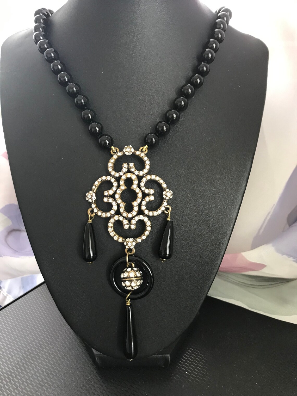 vintage collier perles de culture argent améthyste necklace