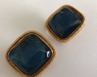 Kenneth Jay Lane Iconic Gripoix-Style 'Caprianti' Earrings: KJL for Avon.Excellent Vintage Condition.