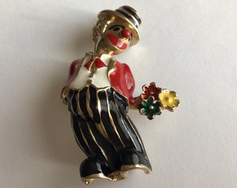 Broche Vintage Signée LINDA HATTAB Paris - Bijou Français Années 1980 - Métal Doré Chic
