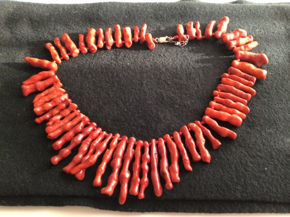 Red  Branch Coral Statement Necklaces .Vintage ne… - image 2
