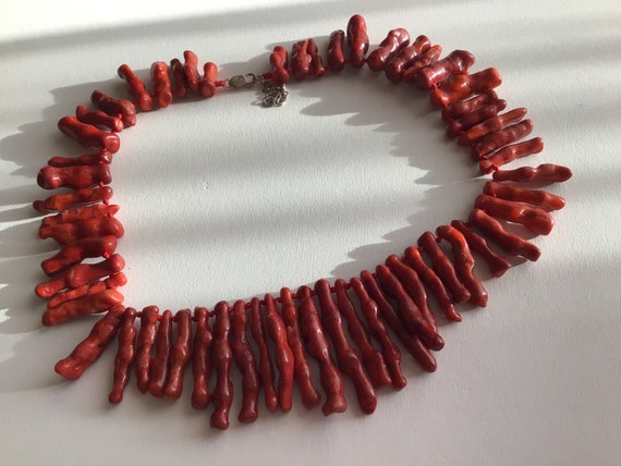 Red  Branch Coral Statement Necklaces .Vintage ne… - image 1