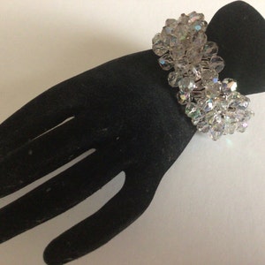 Vintage 1970s Japan Faceted AB Glass Beaded Expansion Bracelet
