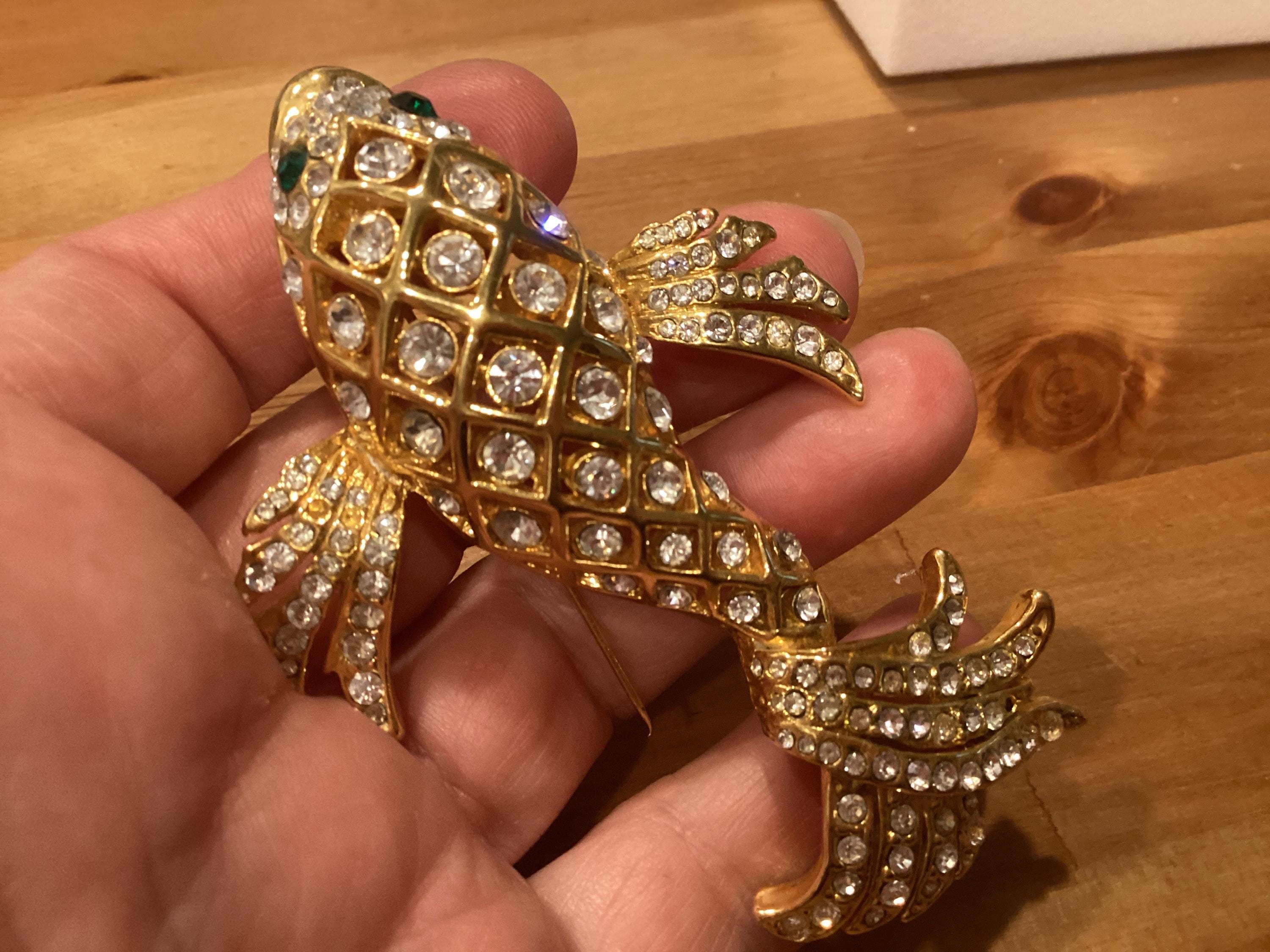 Broche épingle à Poisson Avec Cristaux Roses - Koï Bar Perchoir Pour Aquarium Ou Pêcheur
