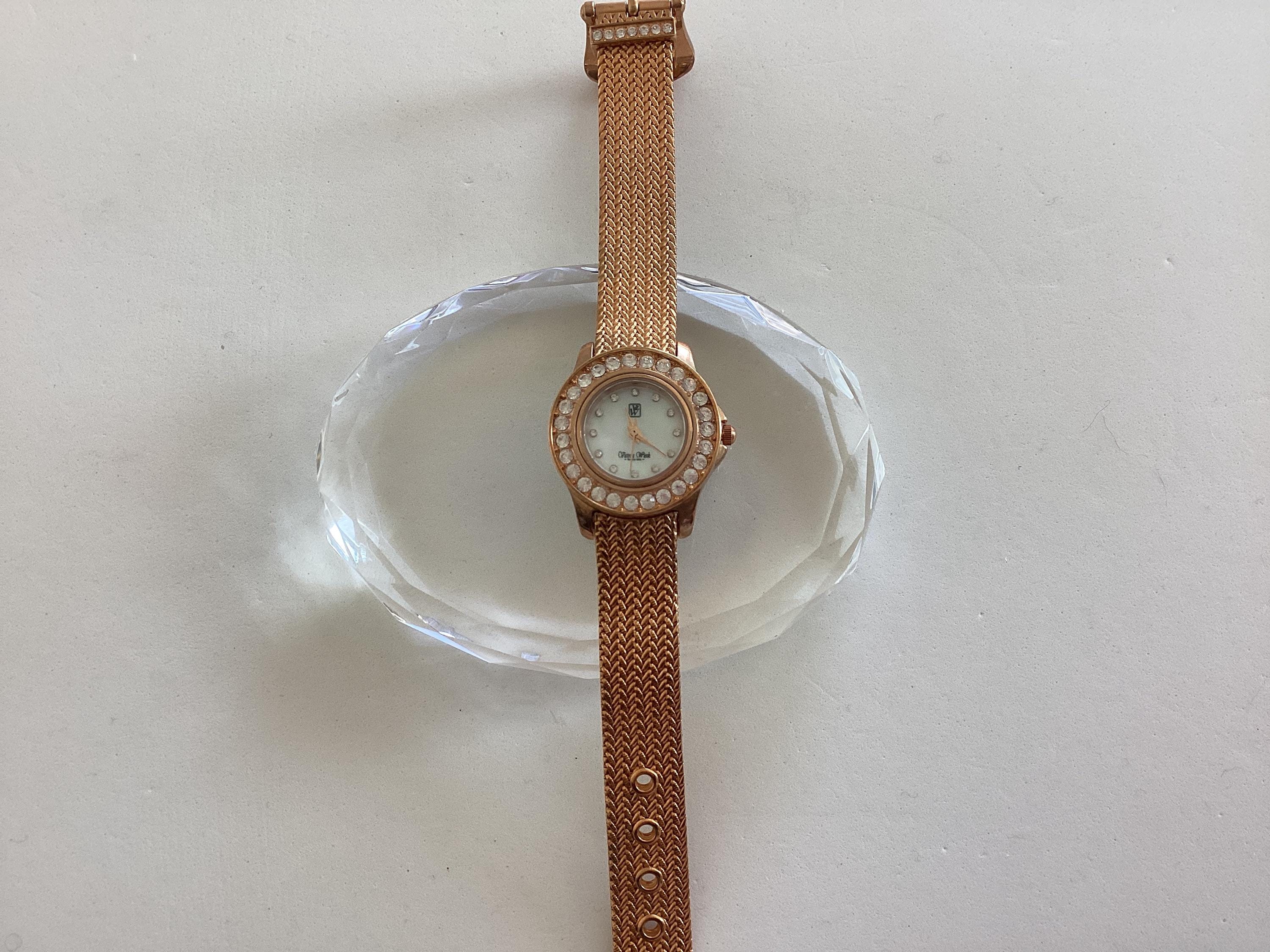 New Victoria Wieck Beverly Hills Crystal Electric Watch Gold Leather Band 35mm Victoria Wieck Gold Leather Band Pave Crystal Bling Watch  main image 4