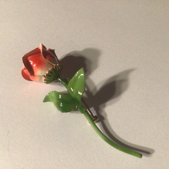 Vintage Brooch.This Japanese rose is enameled in … - image 1