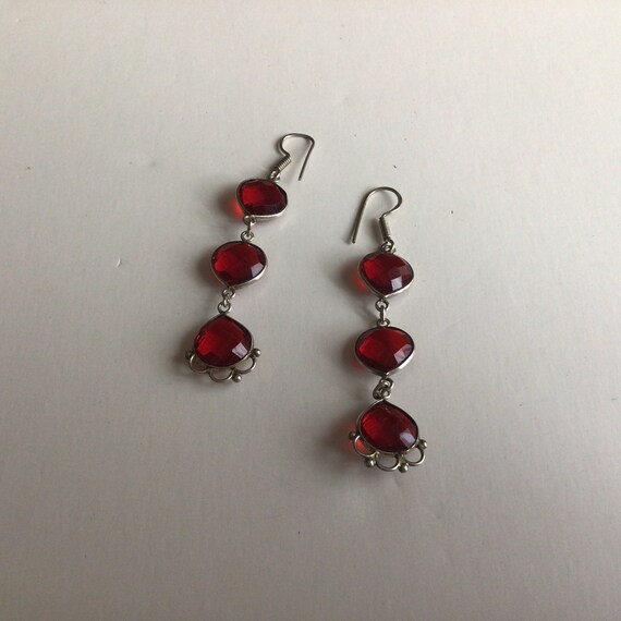 Handmade 925 Silver Red Ruby Quartz Teardrop Vint… - image 3