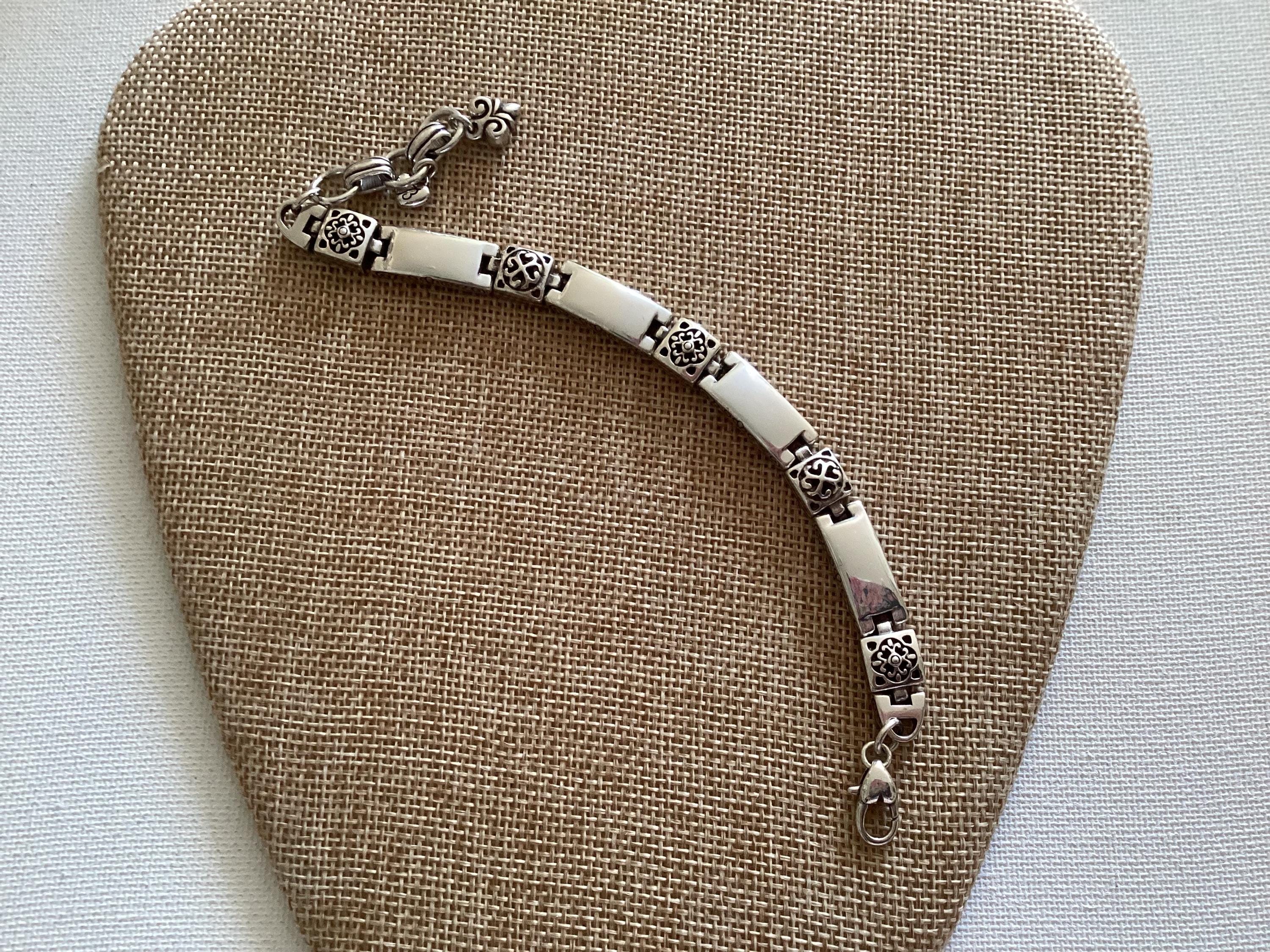 Brighton Tribeca Scrolled Bar Link Silver Plated Rare & Retired Design Chainbelt Brighton Tribeca Silver Plated Scroll Bar Link Bracelet  main image 4
