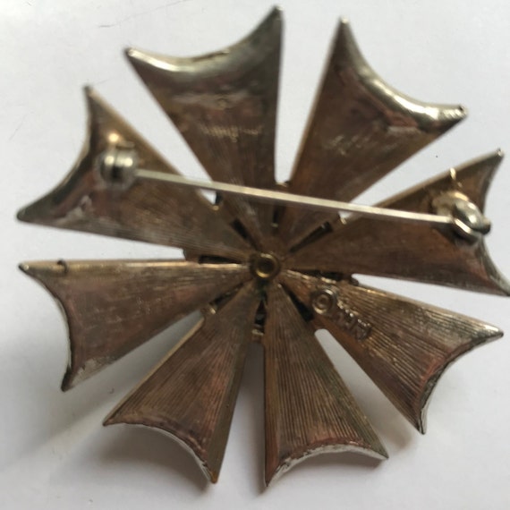 HAR Maltese Cross.Vintage Brooch.Bronze tone.Rhin… - image 4