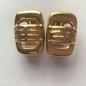 Givenchy Vintage Gold Plated Clip On Runway Earrings
