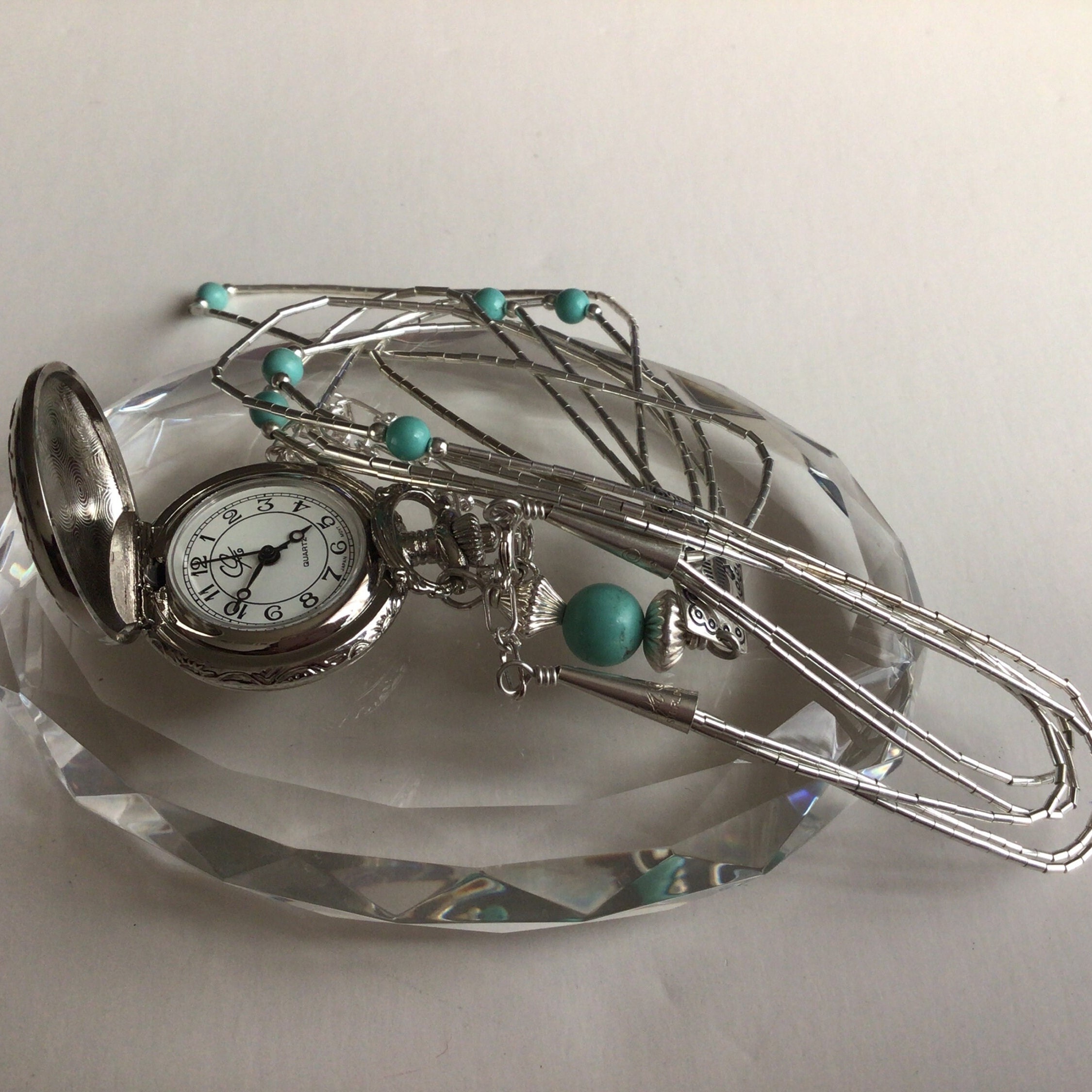 Vintage Carolyn Pollack Southwestern Turquoise Filigree MOPearl Watch Leather Carolyn Pollack 925 Sterling Silver Turquoise Southwestern  main image 2