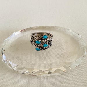 Vintage Carolyn Pollak Sterling Silver Turquoise Slepping Beaty Ring Size 9