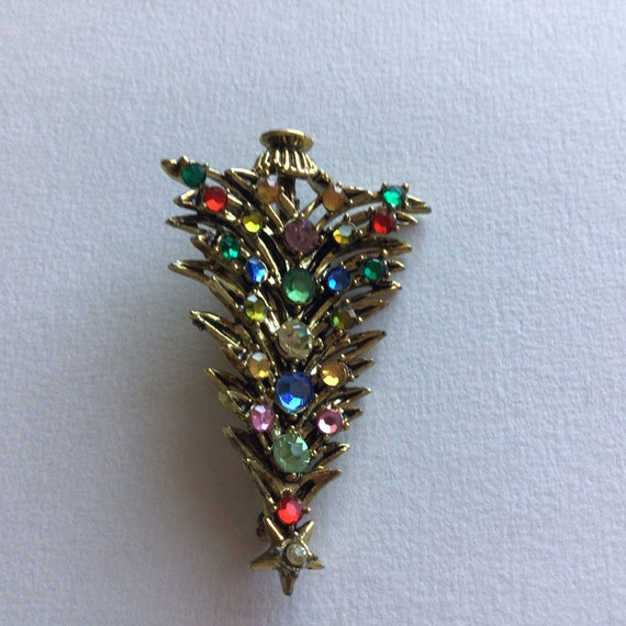Hollycraft Christmas tree Vintage Brooch.Gorgeous… - image 3