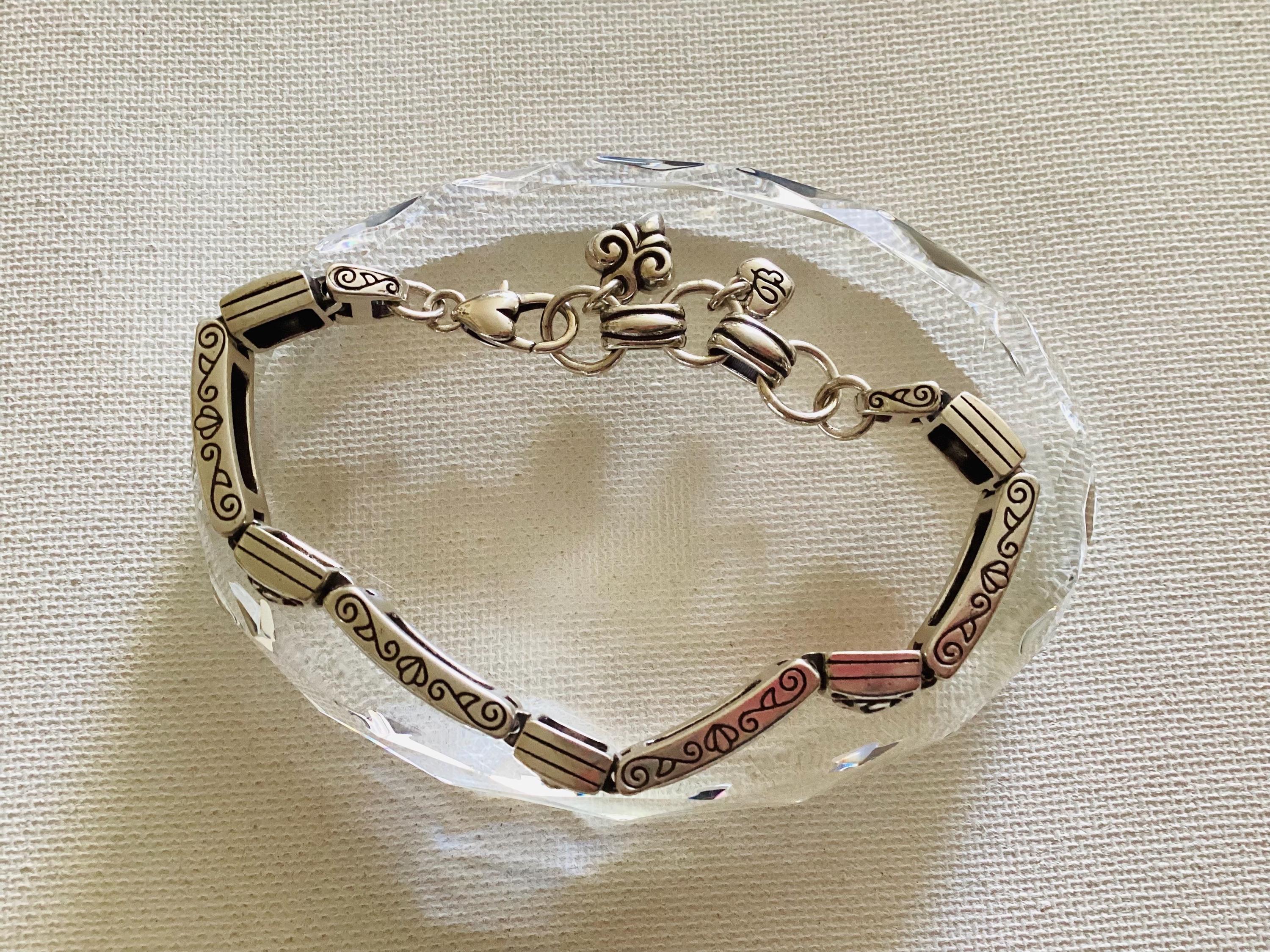 Brighton Tribeca Silver Plated Scroll Bar Link Bracelet 