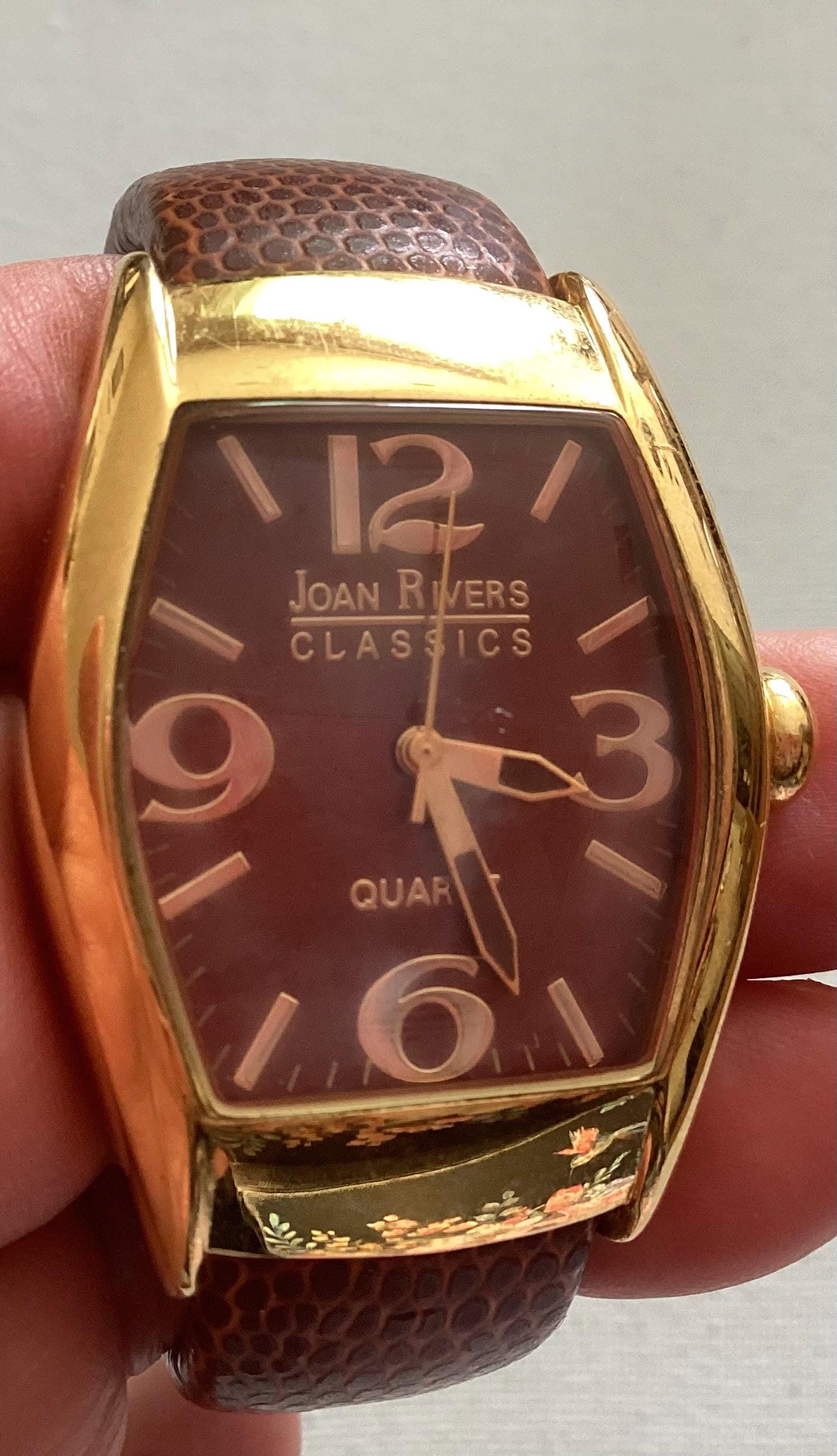Vintage Gold Joan Rivers Classics Watch with Brown Band JOAN RIVERS CLASSICS BROWN LEATHER & GOLD WATCH Never Used  main image 2