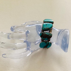 Vintage Navajo Natural Turquoise Sterling Silver Cuff Bracelet