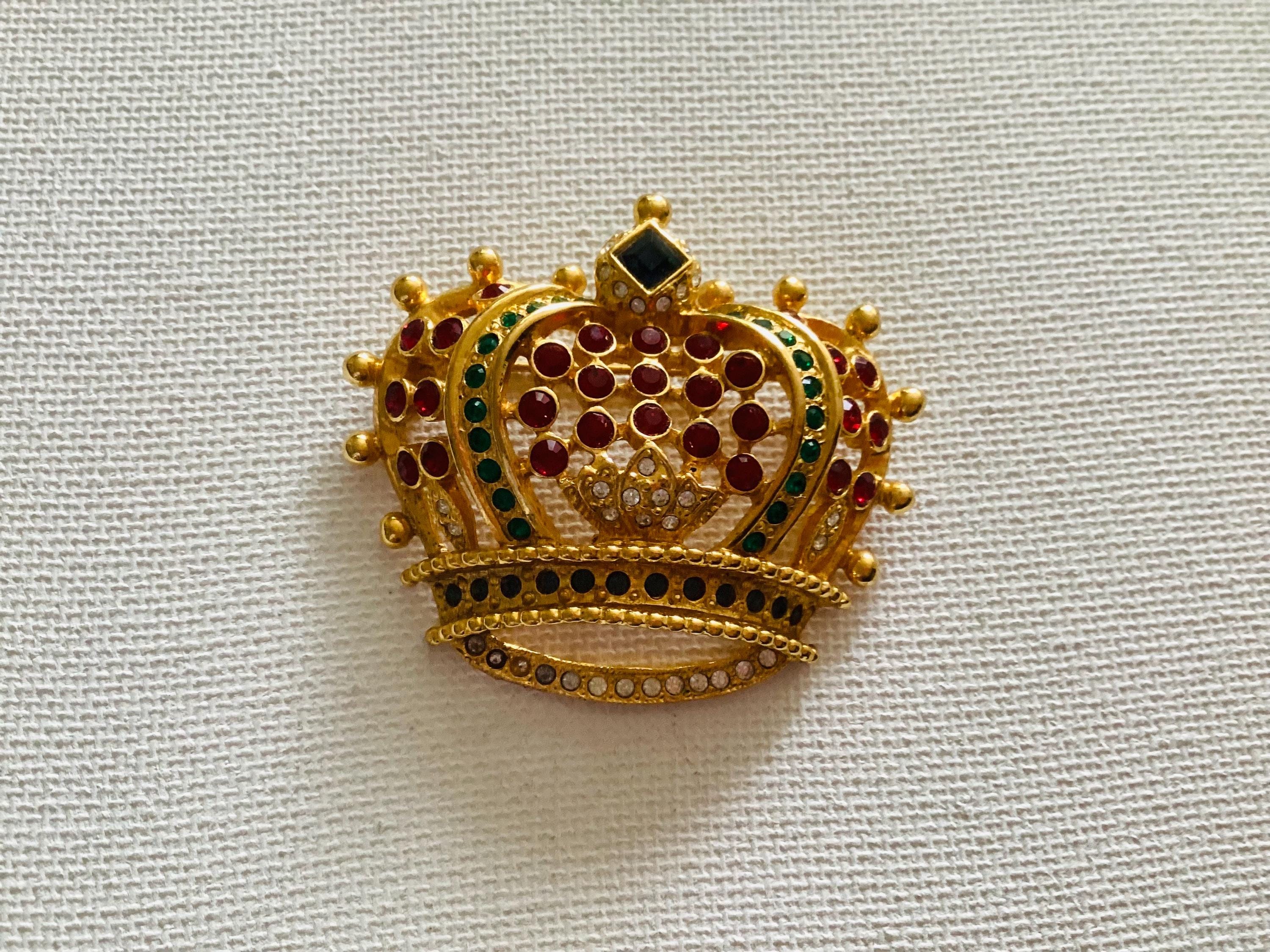 Vintage Kenneth Jay Lane Brooch Red and Green Jewel Crystal 