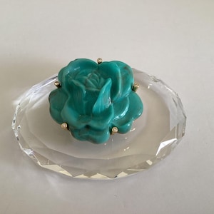 Joan Rivers Vintage Brooch.Aquamarine Teal Turquoise Acrylic/Resin Large Flower Brooch/Pendant.