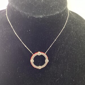 Brighton “Global Dream” Silver Plated,Red Circle Peened Bead Pendant Necklace image 2