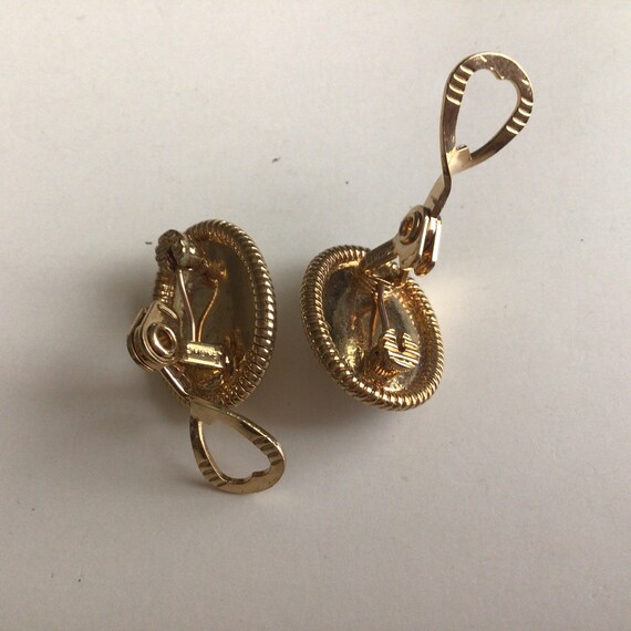Monet Vintage Clip and Pierced Earrings.Gold tone… - image 5
