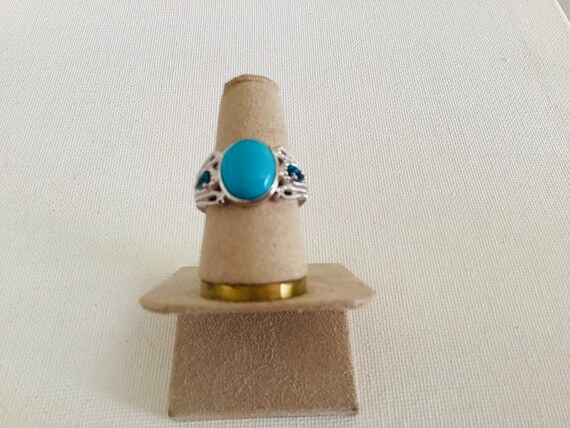 Statement Sterling Silver Turquoise Slepping Beat… - image 3