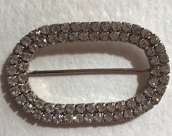 Vintage Buckle.unmarked.silver Tone Rhinestone Austria  display picture 1