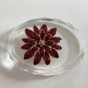 Vintage Christmas Brooch Poinsettia Flower with Rhinestone Center.New.Christmas Gift