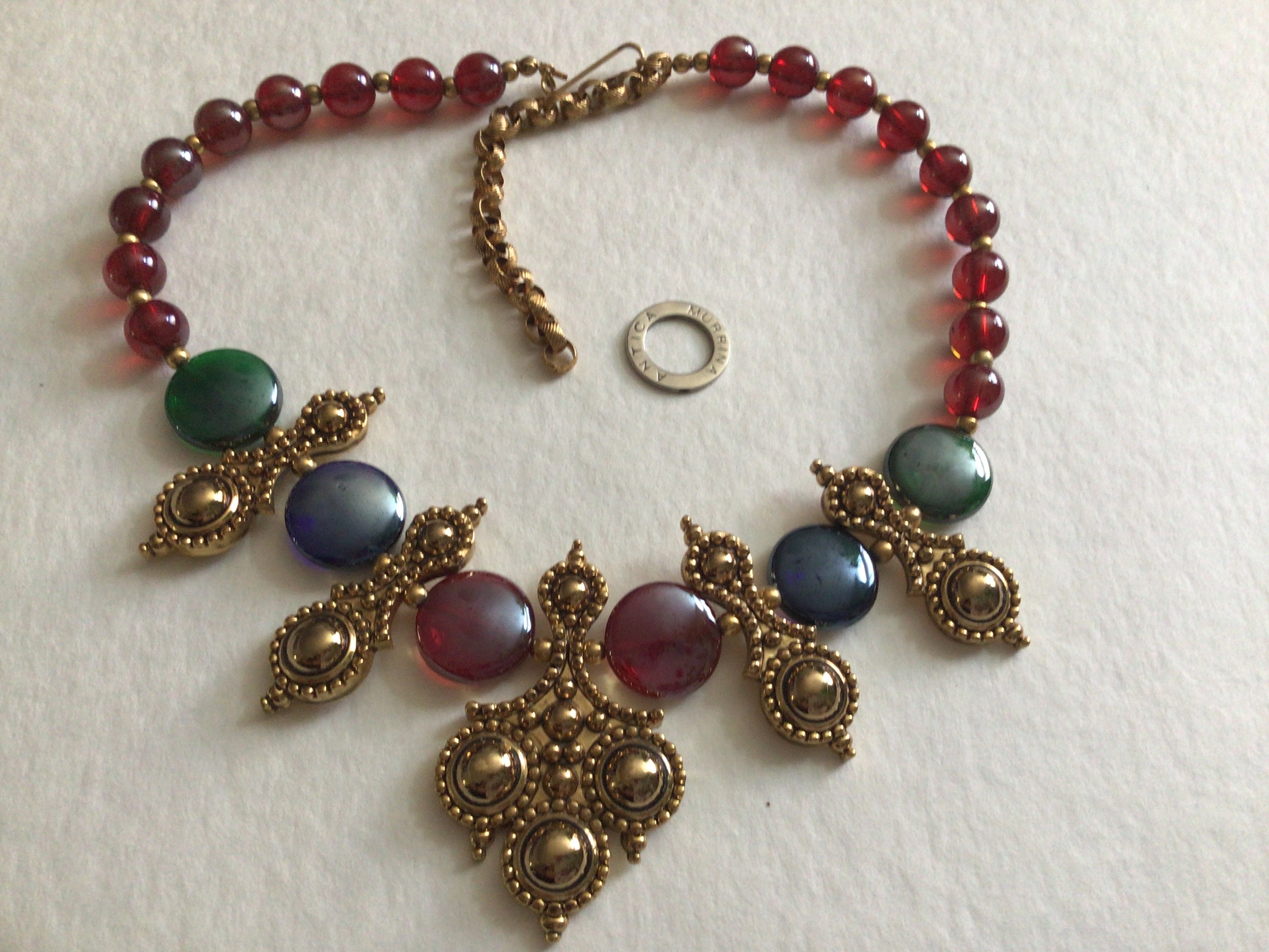 Jose Maria Barrera for Avon rainbow jewel tone colors necklace Adriatic 