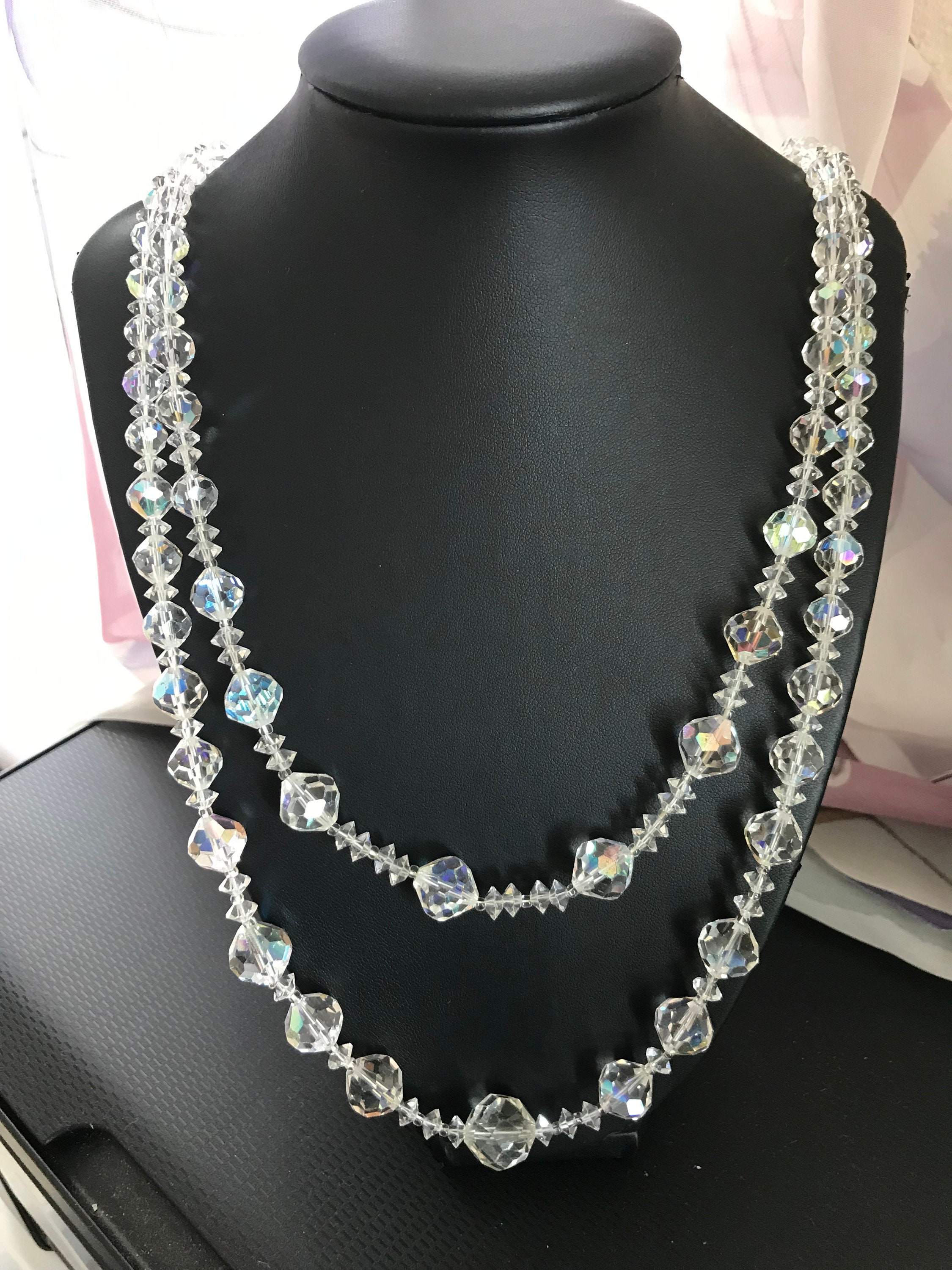 Vintage aurora borealis crystal on sale necklace