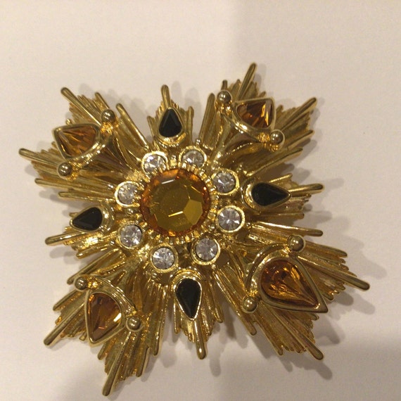 Joan Rivers Maltese Cross.Gorgeous.Gold tone.Swar… - image 2