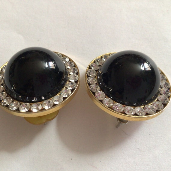 Classic-style earring’s,with faceted black glass … - image 3