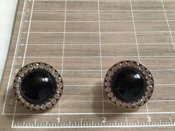Classic-style earring’s,with faceted black glass … - image 6