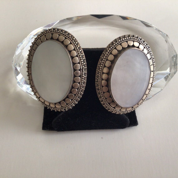 Vintage Sterling Honora White Mother of Pearl Lar… - image 2