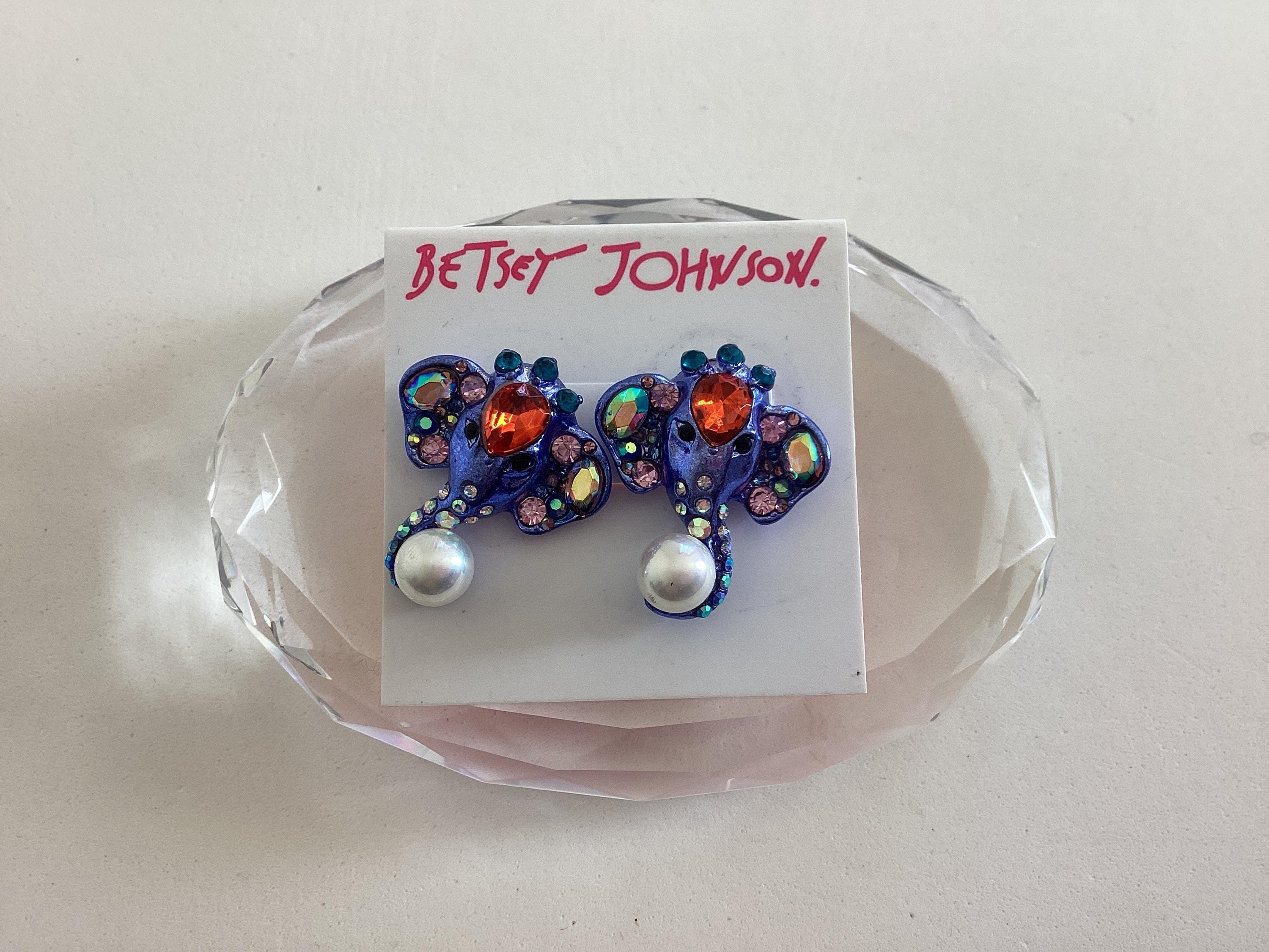 Orecchini Pendenti Betsey Johnson Rosa – Cristallo E Strass, Made In USA