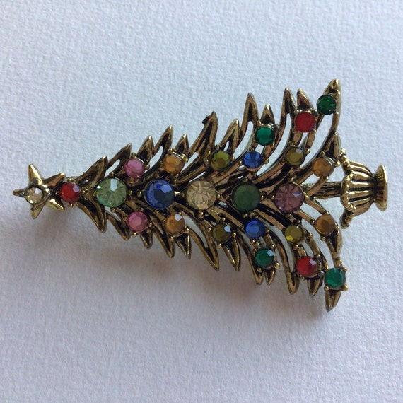 Hollycraft Christmas tree Vintage Brooch.Gorgeous… - image 2