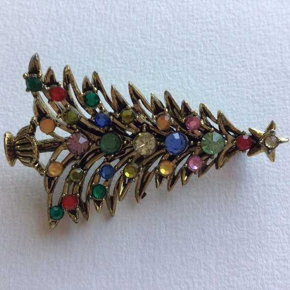 Hollycraft Christmas tree Vintage Brooch.Gorgeous… - image 4