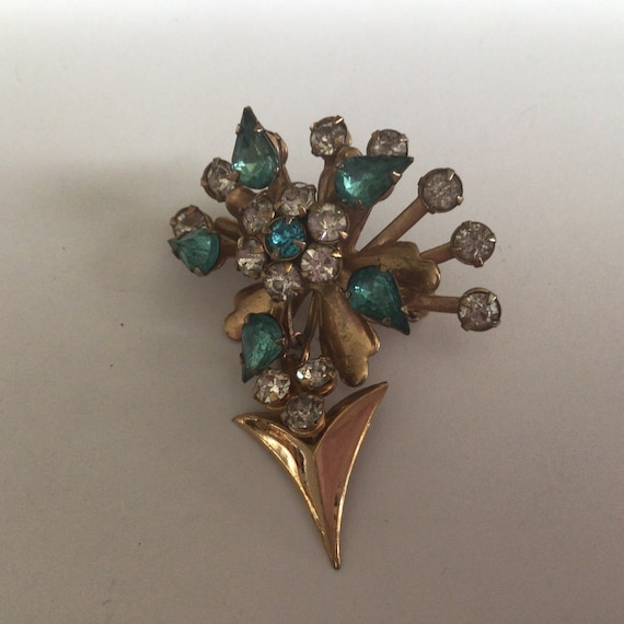 Coro Vintage Brooch/Pendant.Gold tone. Clear and … - image 1
