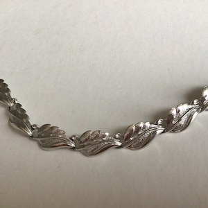 Vintage Coro Leaf Bracelet: Rhodium Plated, 1950s, Size 7
